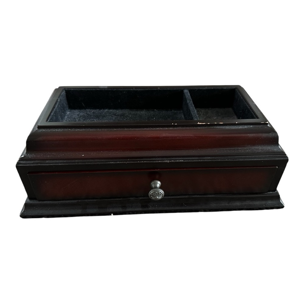 Vintage Bombay wooden valet velvet lined front drawer